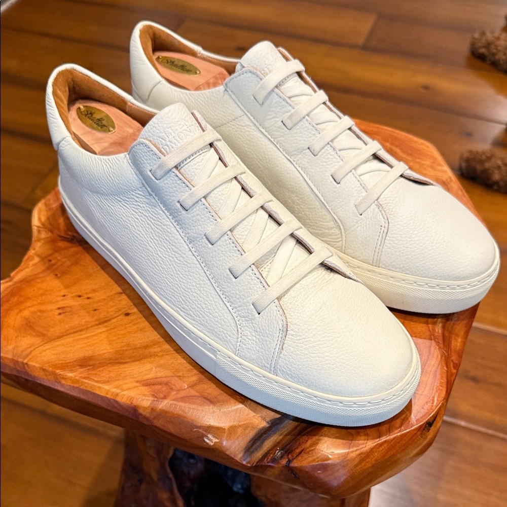 Allen Edmonds Cream Leather Sneakers